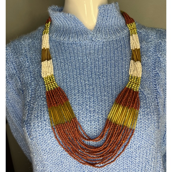 Multi strand beaded statement necklace - Picture 2 of 7